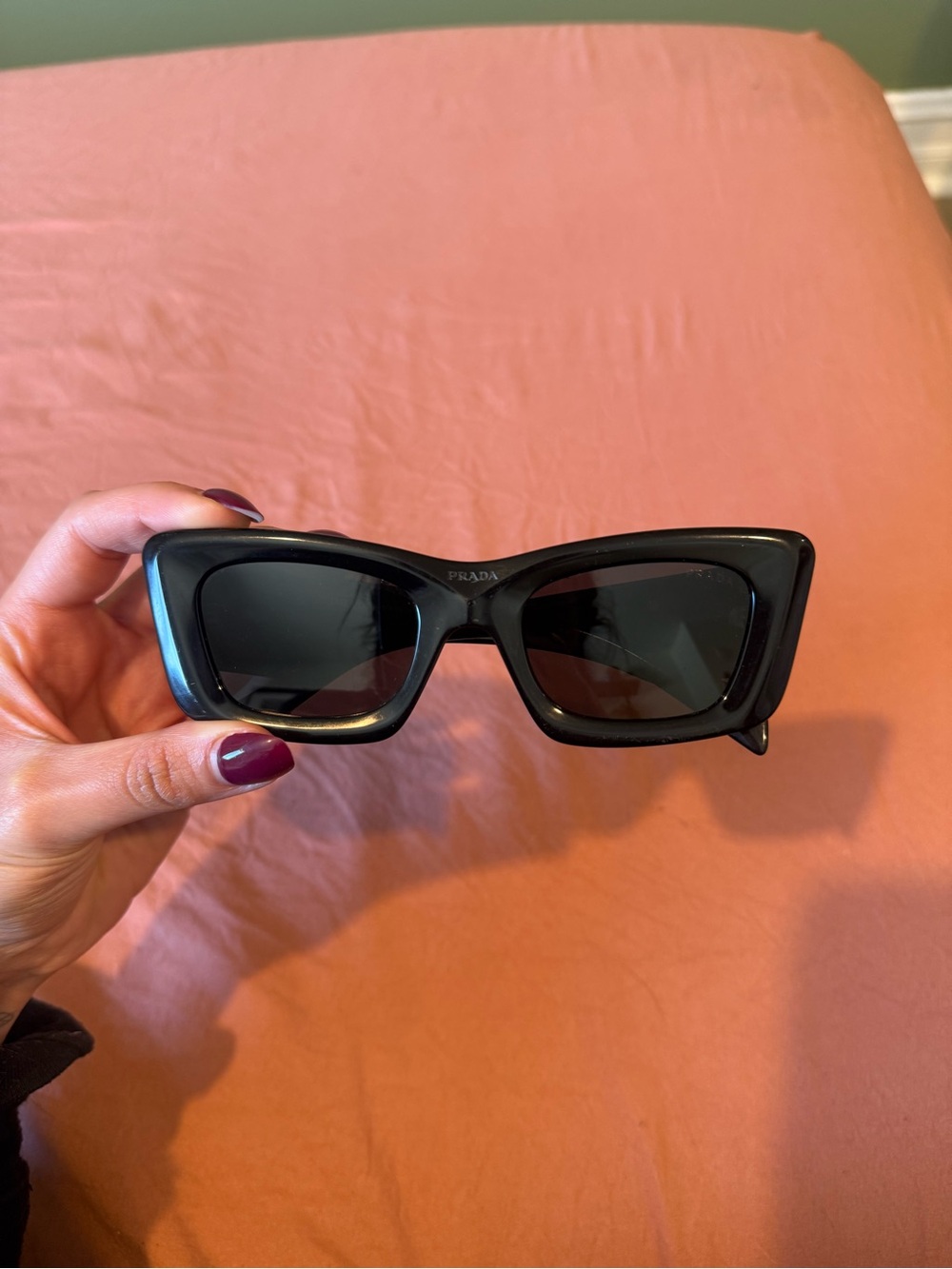 Prada Black Rectangular Cat-Eye Sunglasses